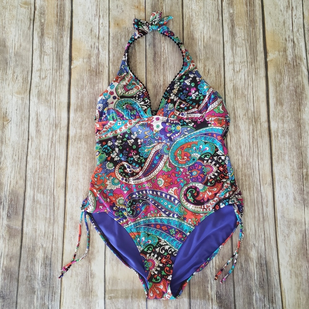 Kenneth Cole Reaction Paisley Halter Swimsuit